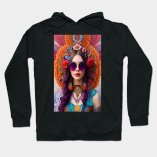 Bohemian psychedelic peace flower power girl art Hoodie